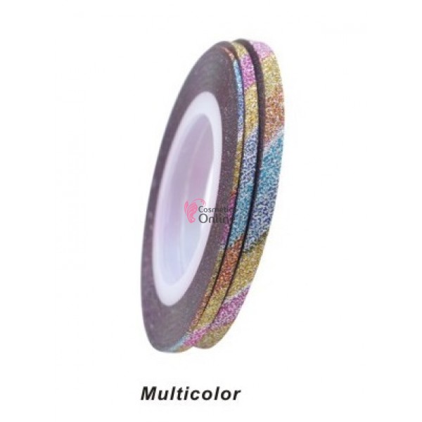 Banda decor pentru unghii cu Sclipici Curcubeu de 1-3mm